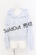 axes femme kawaii / フリルフーディブルゾン M サックス O-25-05-31-1082-AX-JA-OW-OS