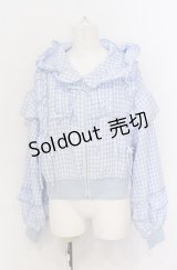 axes femme kawaii / フリルフーディブルゾン M サックス O-25-05-31-1082-AX-JA-OW-OS