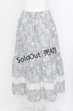 画像2: axes femme / ホーリーローズ柄フリルスカート F ブルー O-25-05-31-1084-AX-SK-OW-OS