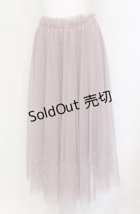 axes femme POETIQUE / パールデザインチュールスカート M ピンク O-25-05-31-1095-AX-BL-OW-ZT279