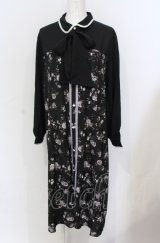 axes femme / ビスチェ切替Aライン花柄ワンピース M クロ O-25-05-31-1099-AX-OP-OW-OS