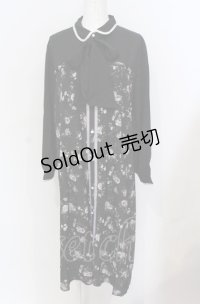 axes femme / ビスチェ切替Aライン花柄ワンピース M クロ O-25-05-31-1099-AX-OP-OW-OS