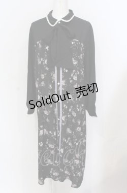画像1: axes femme / ビスチェ切替Aライン花柄ワンピース M クロ O-25-05-31-1099-AX-OP-OW-OS