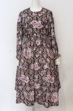 画像1: axes femme NOSTALGIE / クラシックローズワンピース M ワイン O-25-05-31-1105-AX-OP-OW-OS