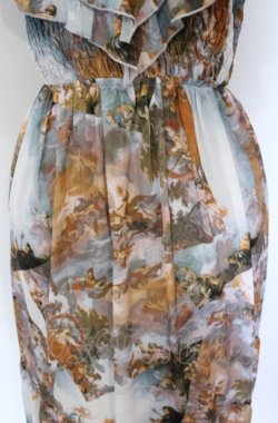 画像2: axes femme Nostalgic / 天使柄シャーリングワンピース F サックス×オレンジ系 O-25-05-31-1110-LO-OP-OW-OS