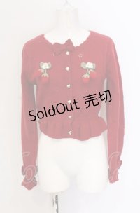axes femme kawaii / 苺の編みぐるみニットカーデ M アカ O-25-05-31-1120-AX-TO-OW-OS