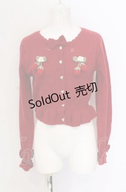 画像1: axes femme kawaii / 苺の編みぐるみニットカーデ M アカ O-25-05-31-1120-AX-TO-OW-OS