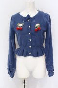 axes femme kawaii / 苺の編みぐるみニットカーデ M ブルー O-25-05-31-1121-AX-TO-OW-OS