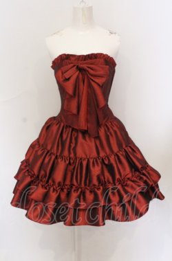 画像1: ATELIER PIERROT / フロントリボン・ミニコルセットワンピース  レッド O-25-05-31-1015-EL-OP-IG-OS