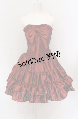 画像1: ATELIER PIERROT / フロントリボン・ミニコルセットワンピース  レッド O-25-05-31-1015-EL-OP-IG-OS