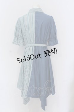 画像2: axes femme / バイカラー半袖ワンピ M ブルー系 O-25-05-31-1002-AX-OP-IG-OS