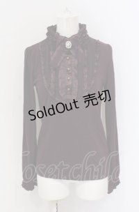 axes femme / ブローチ付きブラウス風プルオーバー M パープル O-25-05-31-1020-AX-TO-IG-OS