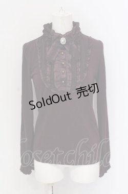 画像1: axes femme / ブローチ付きブラウス風プルオーバー M パープル O-25-05-31-1020-AX-TO-IG-OS