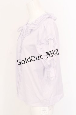 画像2: Chalmiere / ハートフリルパフ袖ブラウス M ラベンダー O-25-05-31-1003-LO-BL-OW-OS