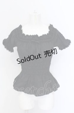 画像1: Millefleurs / はしごレースシャーリングブラウス  ブラック O-25-05-31-1026-EL-BL-IG-OS