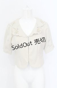 an another angelus / ハンカチ刺繍開衿ジャケット F ベージュ O-25-05-31-1029-CA-JA-OW-OS
