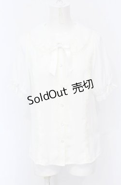 画像1: axes femme kawaii / ギャザー丸襟半袖ブラウス M シロ O-25-05-31-1032-AX-BL-OW-OS