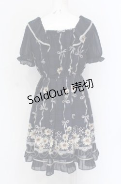 画像2: axes femme POETIQUE / ガーベラ×リボン柄ワンピース M ネイビー O-25-05-31-1033-AX-OP-OW-OS