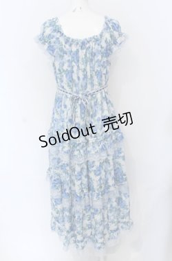 画像2: axes femme / ブルーミングローズ柄ワンピース F ブルー O-25-05-31-1004-AX-OP-OW-OS