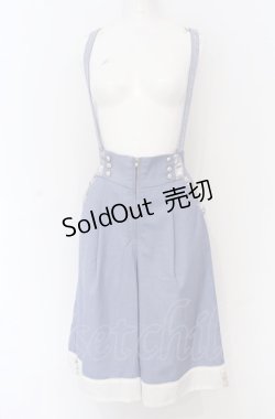 画像1: axes femme POETIQUE / サス付きハーフワイドパンツ M サックス O-25-05-31-1040-AX-PA-OW-ZT303