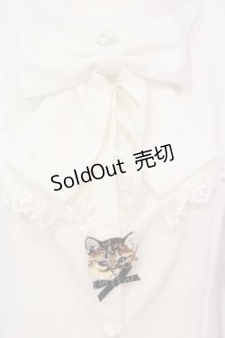 画像2: axes femme POETIQUE / キャットブローチ付ブラウス M シロ O-25-05-31-065-AX-BL-OW-OS