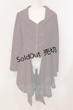 画像1: axes femme POETIQUE / 燕尾デザインロングジャケット M ワイン O-25-05-31-066-AX-JA-OW-OS