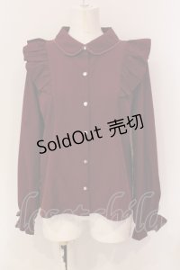 axes femme POETIQUE / リボン付丸襟長袖ブラウス（リボン欠品） M ワイン O-25-05-31-067-AX-BL-OW-OS