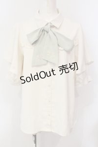 axes femme / ブーケリボン刺繍ブラウス M アイボリー×ミント O-25-05-31-070-AX-BL-IG-OS