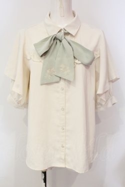 画像1: axes femme / ブーケリボン刺繍ブラウス M アイボリー×ミント O-25-05-31-070-AX-BL-IG-OS