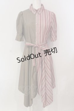 画像1: axes femme / バイカラーイレヘムワンピース M アカ×ベージュ O-25-05-31-075-AX-OP-IG-OS