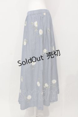 画像2: PINK HOUSE / マーガレット刺繍ダンガリーワイドパンツ  ブルー O-25-05-31-008-LO-PA-OW-OS