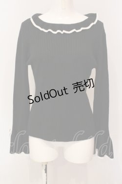 画像1: DearMyLoveRose / フレアスリーブミニリボンリブニットトップス M-L クロ O-25-05-31-081-EL-TO-IG-OS
