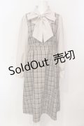 DearMyLoveRose / ボウタイレイヤードワンピース M ロング ブラウン×ベージュ O-25-05-31-084-EL-OP-IG-OS