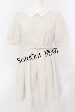 画像1: evelyn / チェックベルト襟ワンピース  ベージュ O-25-05-31-085-LO-OP-IG-OS