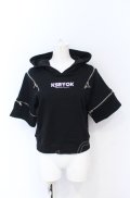 KRY CLOTHING / オフショルクロップドパーカー  ブラック×パープル O-25-05-31-2001-EL-TO-OW-OS