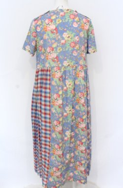 画像2: Jane Marple Dans Le Salon / Magical bouquet check one piece　ワンピース M ブルー系 O-25-05-31-2008-JM-OP-OW-OS