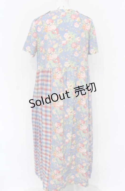 画像2: Jane Marple Dans Le Salon / Magical bouquet check one piece　ワンピース M ブルー系 O-25-05-31-2008-JM-OP-OW-ZT039 (2)