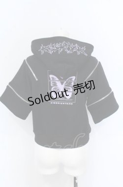 画像2: KRY CLOTHING / オフショルクロップドパーカー  ブラック×パープル O-25-05-31-2001-EL-TO-OW-OS