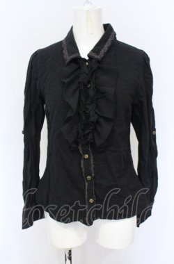 画像1: axes femme / 前立てフリルネルシャツ M クロ O-25-05-31-2012-AX-BL-OW-OS