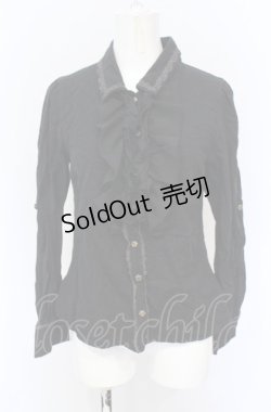 画像1: axes femme / 前立てフリルネルシャツ M クロ O-25-05-31-2012-AX-BL-OW-OS