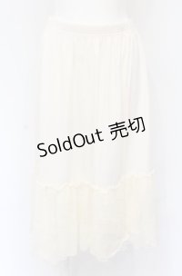 axes femme / 繊細レースミディ丈ペチスカート M アイボリー O-25-05-31-2019-AX-SK-YM-OS