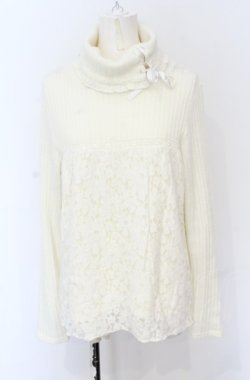 画像1: axes femme / レース切り替えハイネックニット M キナリ O-25-05-31-2022-AX-TO-OW-OS