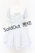 Amavel / Twinkle Plaid セットアップ風セーラーワンピース F サックス O-25-05-31-2024-CA-OP-OW-OS