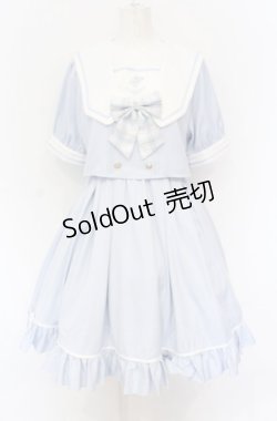 画像1: Amavel / Twinkle Plaid セットアップ風セーラーワンピース F サックス O-25-05-31-2024-CA-OP-OW-OS