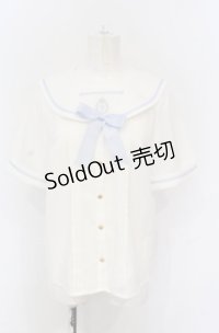 Amavel / Future Marineセーラーブラウス F シロ×サックス O-25-05-31-2028-CA-BL-OW-OS