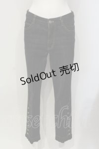 PINK HOUSE / 裾ピコフリル&ボタンデニムパンツ S クロ O-25-05-31-012-LO-PA-OW-OS