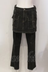 PINK HOUSE / ミニスカート付きデニムパンツ M クロ O-25-05-31-018-LO-SK-OW-ZT095