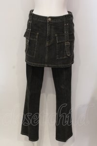 PINK HOUSE / ミニスカート付きデニムパンツ M クロ O-25-05-31-018-LO-SK-OW-ZT095