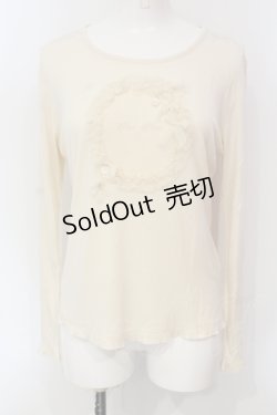 画像1: PINK HOUSE / ドットチュールフリルモチーフカットソー  アイボリー O-25-05-31-027-LO-TO-IG-OS