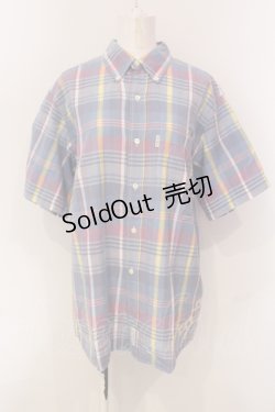 画像1: Karl Helmut / マドラスチェック半袖シャツ M ブルー系 O-25-05-31-029-EL-BL-OW-OS